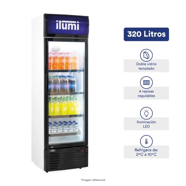 Visicooler Exhibidora Ilumi de 320 Litros con Iluminación LED de Bajo Consumo y Puerta de Vidrio - Imagen 2