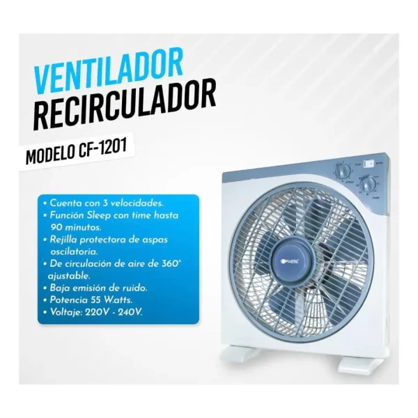 Ventilador de Mesa FUJITEC de 12 Pulgadas CF-12O1 - Imagen 2