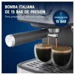 Cafetera Espresso Oster Compacta con Vaporizador para Cappuccino y Acabado Inoxidable (BVSTEM5502) - Imagen 5