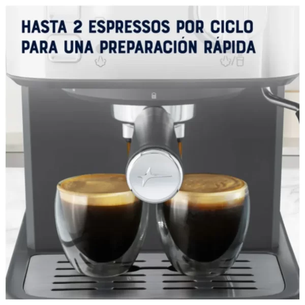 Cafetera Espresso Oster Compacta con Vaporizador para Cappuccino y Acabado Inoxidable (BVSTEM5502) - Imagen 3