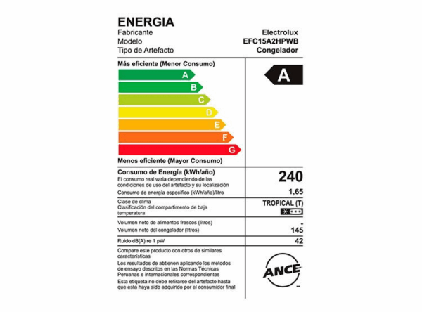 Congeladora Horizontal Electrolux de 145 Litros con Función Ultra Fast Freezing y Llave (EFC15A2HPWB) - Imagen 2