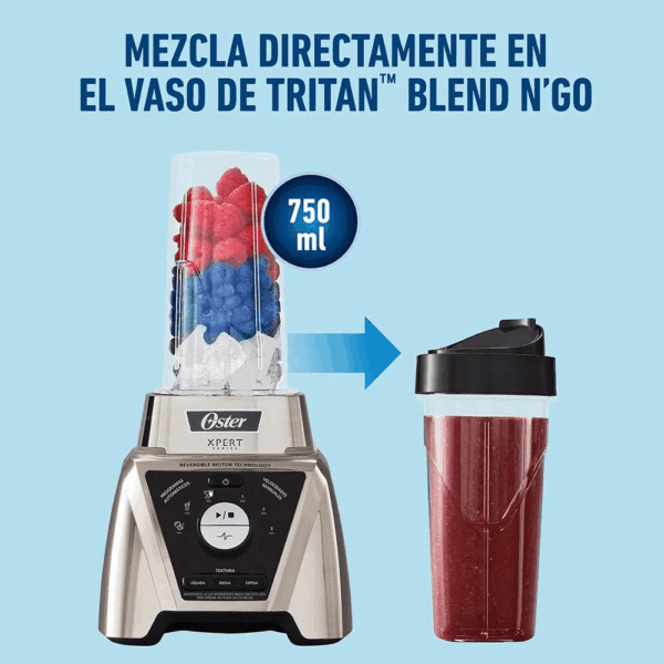 Licuadora OSTER de 2 Litros y 3 Velocidades con Vaso Blend N Go Xpert BLST3B-CPG - Imagen 6