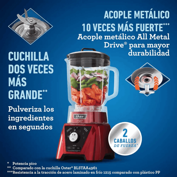 Licuadora de 2 Litros OSTER con Vaso Blend N Go Xpert BLST3B-RPG-053 - Imagen 3