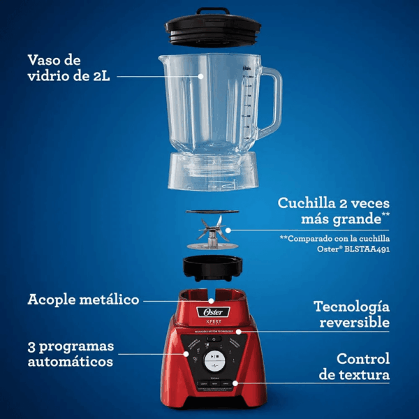 Licuadora de 2 Litros OSTER con Vaso Blend N Go Xpert BLST3B-RPG-053 - Imagen 6