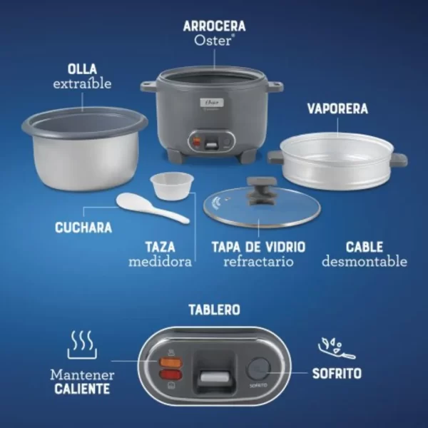 Arrocera 3 en 1 de 12 Tazas OSTER DiamondForce CKSTRC12DFSKE - Imagen 10