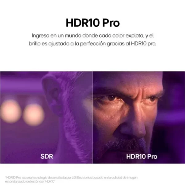 Televisor inteligente LG 43UT7300PSA de 43 pulgadas 4K UHD con pantalla encendida mostrando un paisaje colorido.