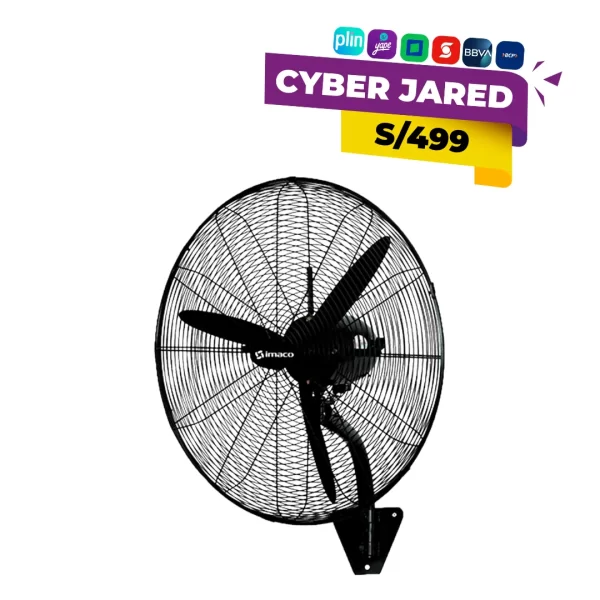 Ventilador de pared IMACO 26" semi industrial WF2630 negro para ventilación potente y duradera
