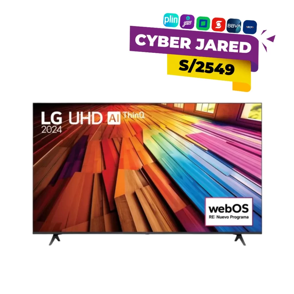 Televisor LG 75 pulgadas 75UT8050PSB UHD 4K ThinQ AI con colores vibrantes y Smart TV