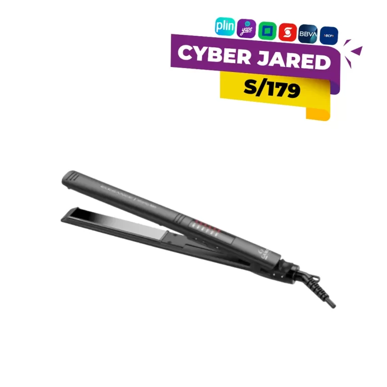Plancha de cabello GAMA Elegance LED Titanio, de 220V, con placas largas de titanio, cuerpo delgado y pantalla LED para control de temperatura.
