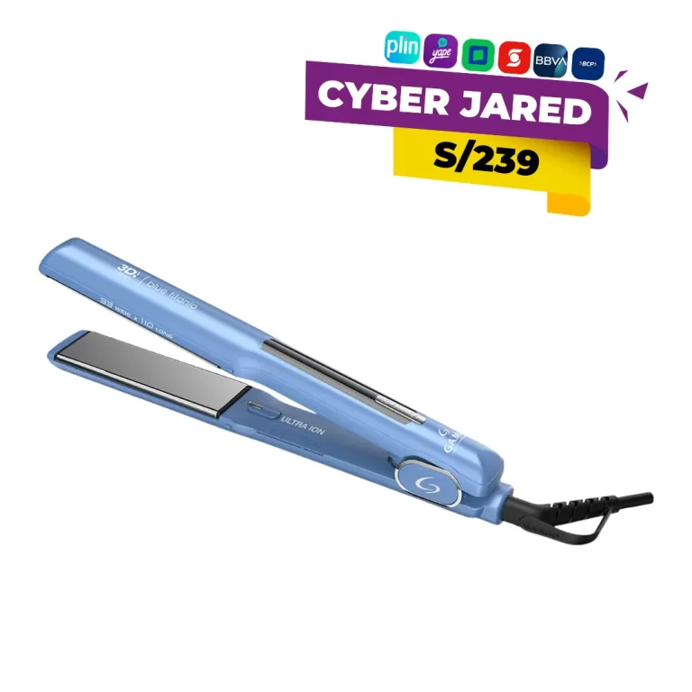 Plancha de cabello profesional GAMA Starlight 3D Blue Titanio, de 220V, con placas flotantes de titanio, cuerpo ergonómico y control de temperatura digital.