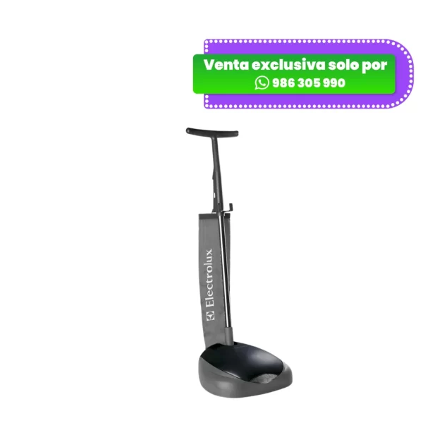 Lustradora de pisos eléctrica Electrolux B816, con tres cepillos rotatorios, mango largo con gatillo de encendido y cuerpo en colores blanco/gris.