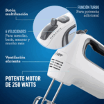 Batidora de Mano OSTER de 6 Velocidades con Turbo Blanco FPSTHM3532 - Imagen 3