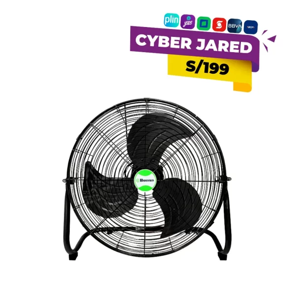 Ventilador eléctrico industrial Bossko BK-8226VP, de 18 pulgadas de diámetro, color gris o negro, con rejilla de metal y soporte de piso convertible (2 en 1).El Ventilador de Piso BOSKKO Industrial BK-8226VP de 18 pulgadas ofrece un caudal de aire excepcional gracias a su motor de uso rudo. Es una solución 2 en 1, ya que su base permite colocarlo en el piso o montarlo en la pared. Ideal para ventilar eficazmente almacenes, gimnasios o cualquier área que requiera una ventilación industrial potente.