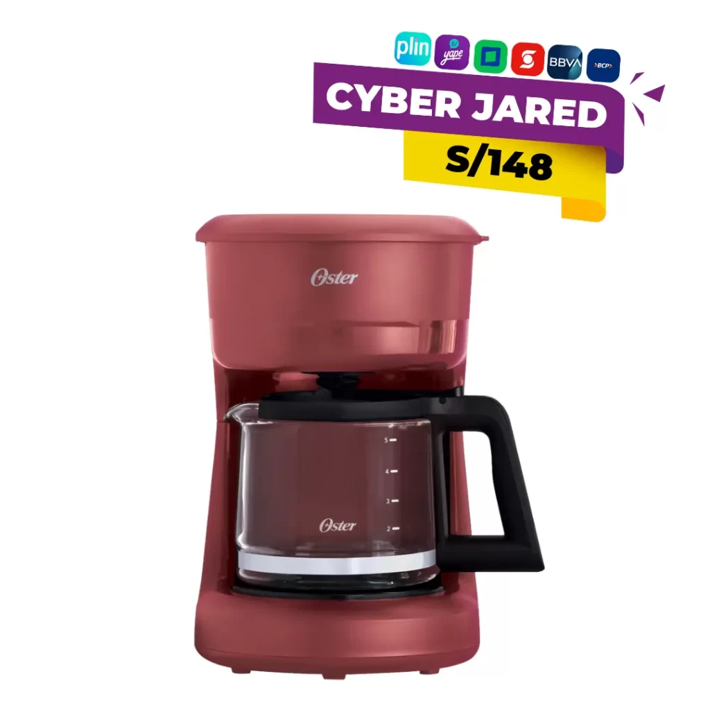 Cafetera Oster BVSTDCS51R de 5 tazas con filtro reutilizable, compacta y fácil de usar