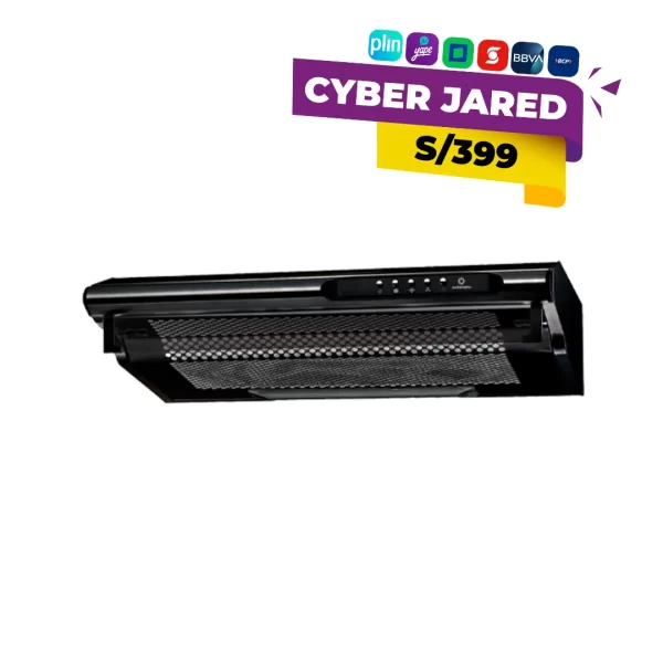 Campana extractora Indurama CEI-602NE color negro con extracción potente e iluminación LED