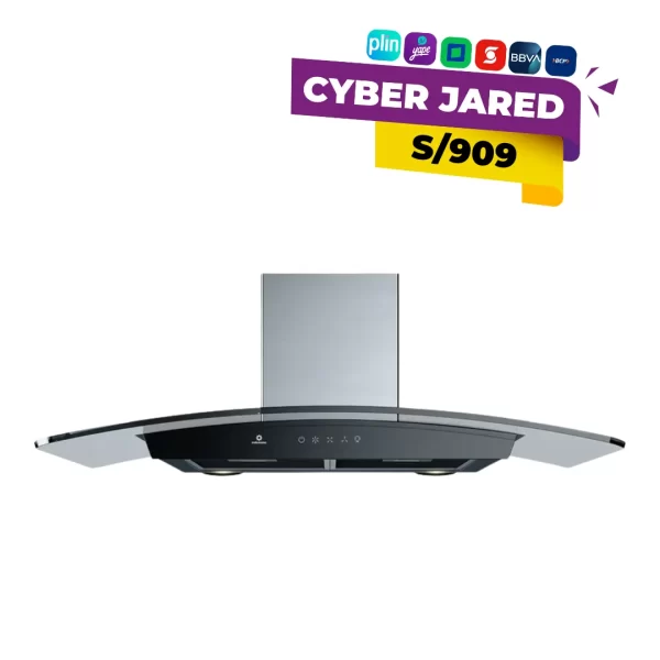 Campana extractora Indurama CEI-90NEVC plateado con extracción potente e iluminación LED