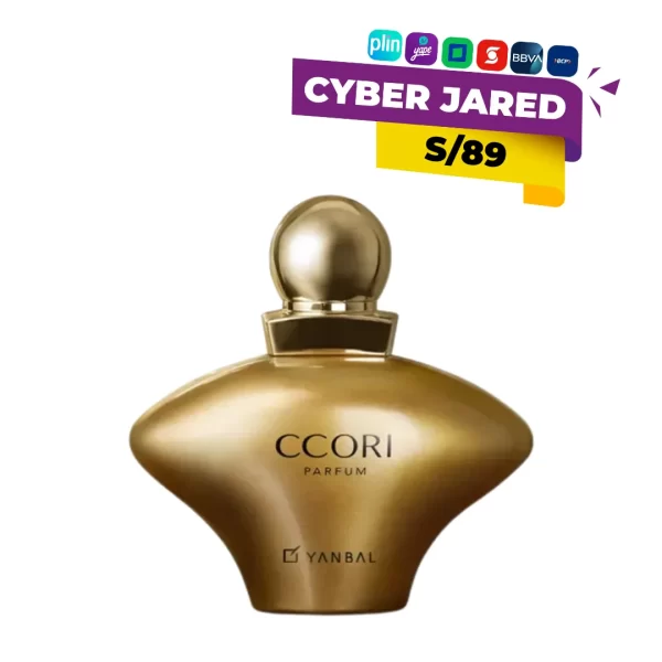 Frasco de perfume Ccori Dorado de Yanbal, con diseño elegante y color dorado o con detalles dorados.