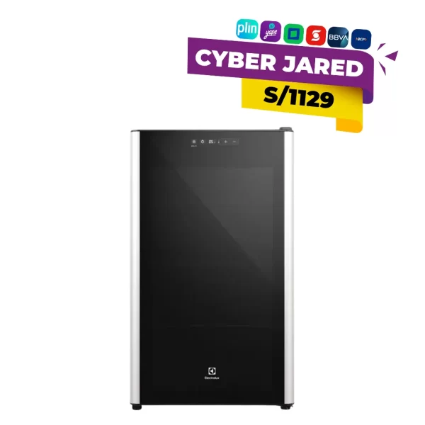 Cervecera o frigobar Electrolux ERCV96W2MWB, de 96 litros, color blanco, con puerta frontal y estantes internos optimizados para el almacenamiento de latas.