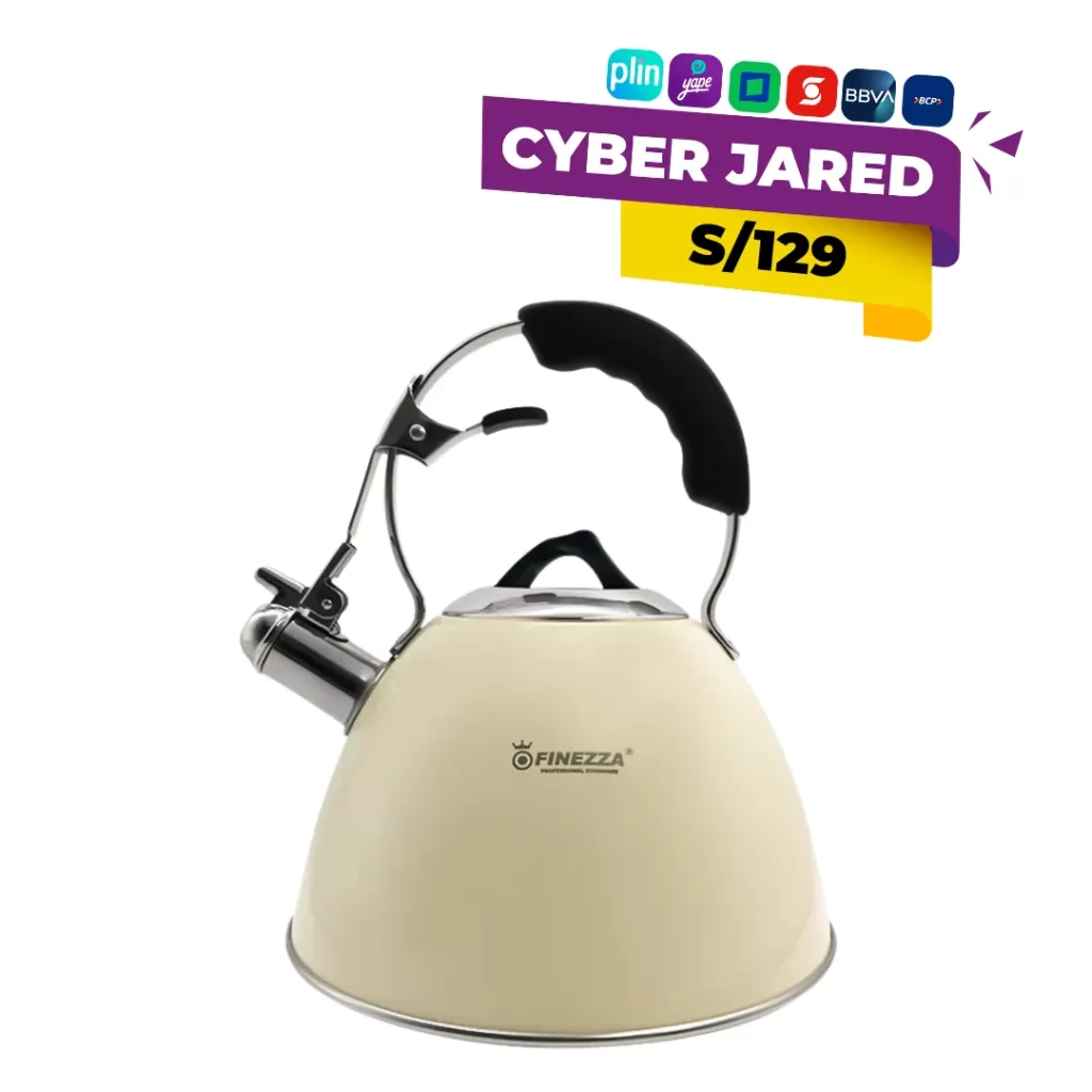 Tetera FINEZZA FF-T0070-IN beige de acero inoxidable de 3 litros, resistente y duradera