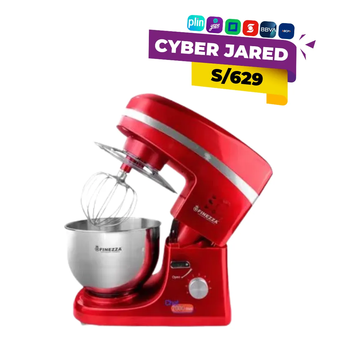 Batidora de pedestal (orbital) Finezza FZ-6818B, color rojo, con motor de 2000W, tazón de acero inoxidable y cabezal inclinable. Batidora de pedestal (orbital) Finezza FZ-6818B, color rojo, con motor de 2000W, tazón de acero inoxidable y cabezal inclinable.