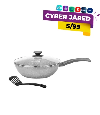 Sartén antiadherente Finezza FZ-W326TM de 26 centímetros de diámetro, con acabado tipo granito y mango negro resistente al calor.