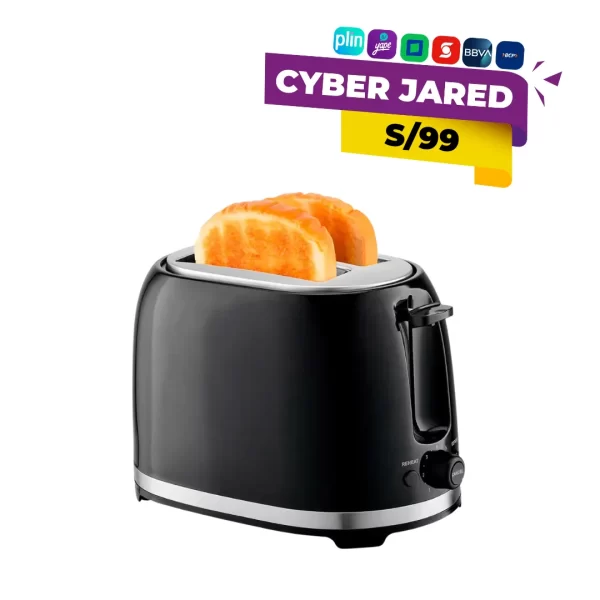 Tostadora eléctrica Imaco IBT2085N de dos ranuras, color negro, con selector de nivel de tueste, palanca de encendido y bandeja recogemigas.