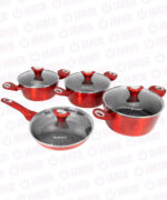 Juego de Ollas FINEZZA Antiadherente Ultragranito de 8 Piezas Rojo FZ-X1708M