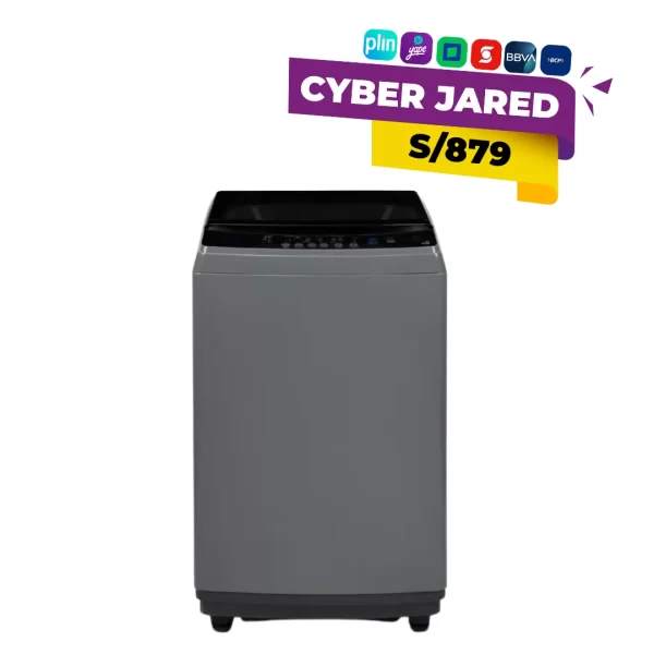 Lavadora automática INDURAMA LRI-11DGR gris de 11 kg con panel digital y tambor de acero inoxidable