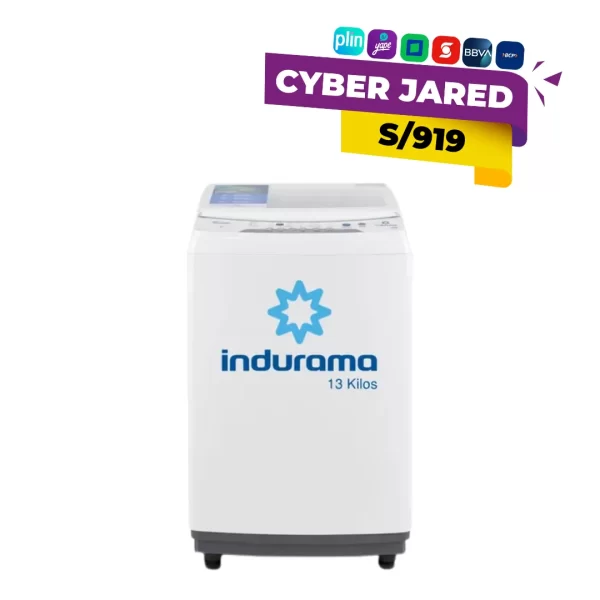 Lavadora automática INDURAMA LRI-13BLA blanca de 13 kg con panel digital y tambor de acero inoxidable