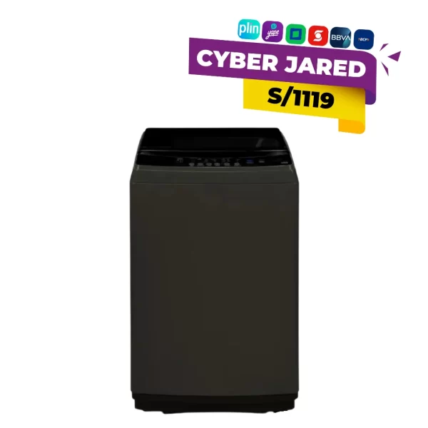 Lavadora automática INDURAMA LRI-16DTN negra de 16 kg con panel digital y tambor de acero inoxidable