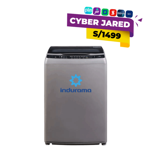 Lavadora automática INDURAMA LRI-19CRI cromada de 19 kg con tambor de acero inoxidable y panel digital