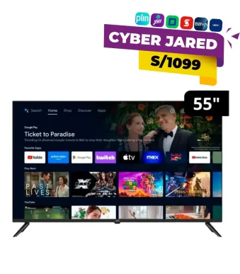 Televisor JVC Smart Android TV de 55" Ultra HD 4K LT-55KB607 con diseño delgado