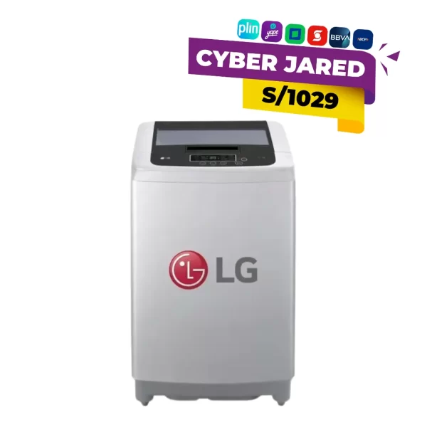 Lavadora de carga superior LG WT13DPBK de 13 kg, de color plateado (silver), con tecnología Smart Motion, tina de acero y panel de control.
