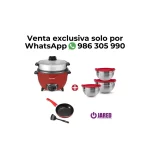 Tricombo Rojo Finezza Arrocera + Set Bowls FZ–1006BW-R + Sartén FZ-224T Fineza Rojo