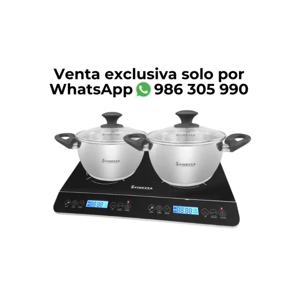 Tricombo Finezza Cocina de Inducción de 2 hornillas + Olla N°18 + Olla N°20