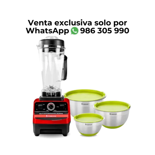 Combo Licuadora con Perilla + Set de Bowls Verde Finezza