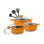 Ollas Antiadherente Finezza FZ-1609T 9 Piezas – Naranja