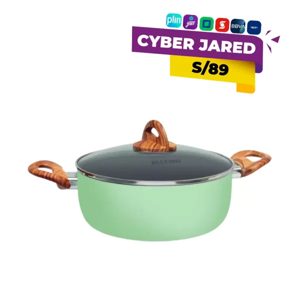 Olla antiadherente Record REC-MINT-N22 Nro 22 de 22 cm, con tapa de vidrio y cuerpo de color Menta (verde claro).