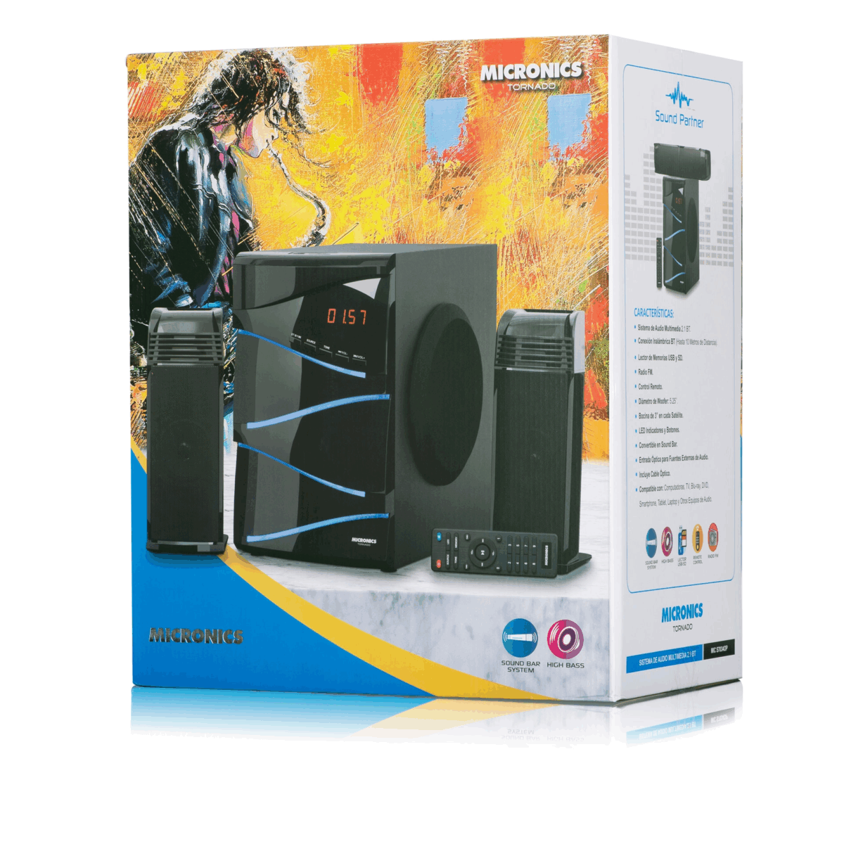 Parlante Micronics Sistema Multimedia 2.1. TORNADO USB/SD Bluetooth - Imagen 4