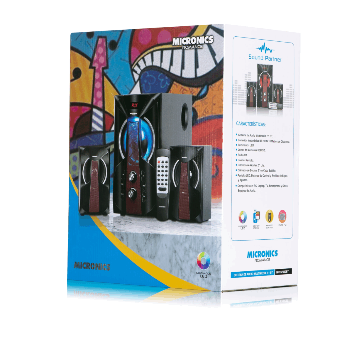 Parlante Micronics Sistema Multimedia 2.1. ROMANCE USB/SD Bluetooth - Imagen 3