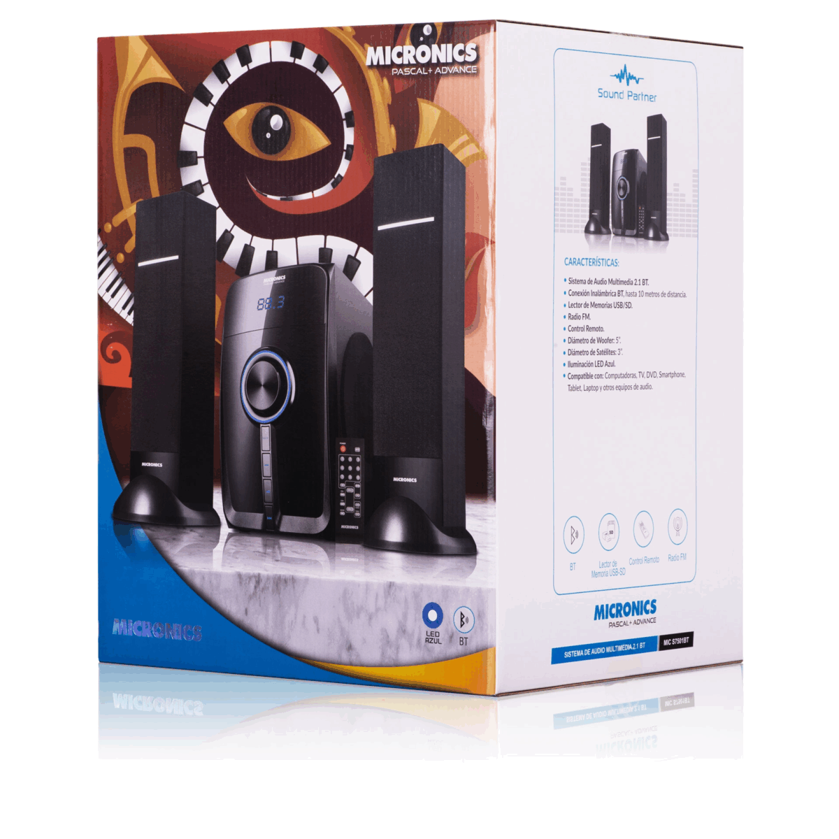 Parlante Micronics Sistema Multimedia 2.1. Pascal+ Advance - Imagen 4