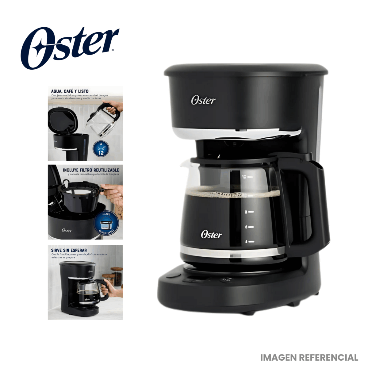 Cafetera Oster Programable 12 Tazas BVSTDCP121B - Imagen 2