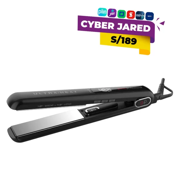 Plancha de cabello profesional GAMA G-Evo Ultra Heat, color negro o gris, con placas flotantes y control de temperatura digital.