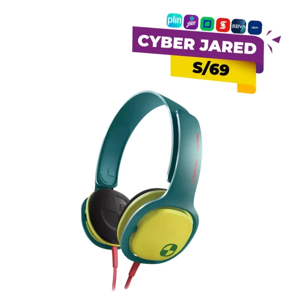 Audífonos supraaurales (on-ear) Philips SHO3300, de color verde ácido o amarillo neón, con diadema resistente y cable plano antienredos.