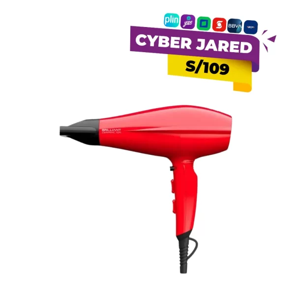 Secadora de cabello profesional GAMA Brilliant Ceramic Ion, color negro o gris, con tecnología de cerámica y iones, y boquilla concentradora de aire.