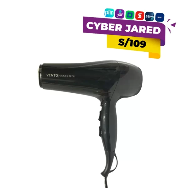 Secadora de cabello GAMA Vento, de color negro o gris, con diseño ergonómico, motor de alto rendimiento y selector de 2 velocidades y temperaturas.