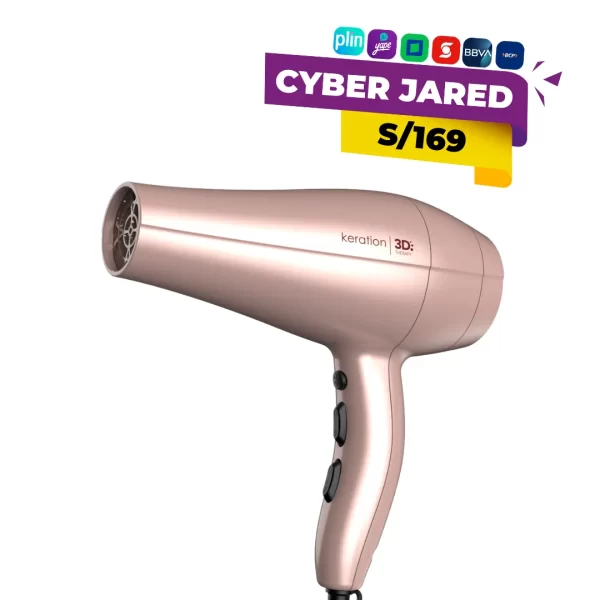 Secadora de cabello profesional GAMA Diva 3D Keration, de 220V, con rejilla infundida con keratina y tecnología iónica para protección capilar.