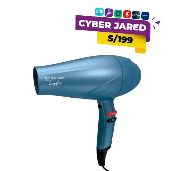 Secadora de cabello profesional GAMA Leggero Ion 4D Therapy, de 220V, con diseño ligero, rejilla con tecnología iónica y boquilla concentradora.