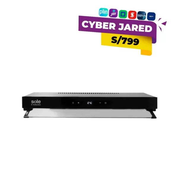 Campana extractora S-Collection Slim Black Sole 60 cm TURE18CO, eficiente con iluminación LED y diseño negro elegante