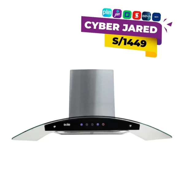 Campana extractora Sole TURE63CO Venus plateado, con extracción potente, iluminación LED y diseño moderno